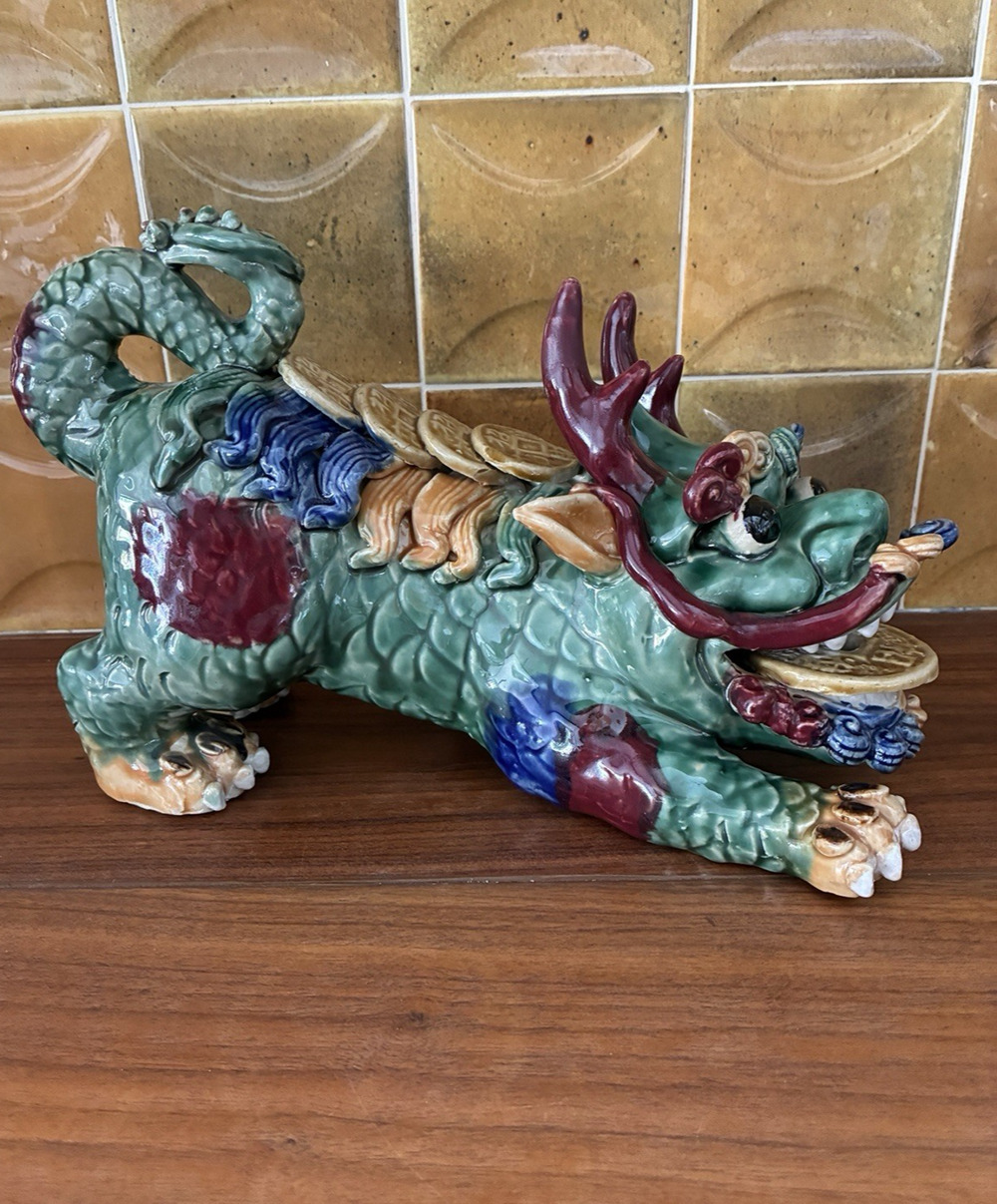 Vintage Chinese Ceramic Art Pottery Foo Dog of Prosperity